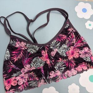 PINK Tropical Floral Lacey Bralette sz Small